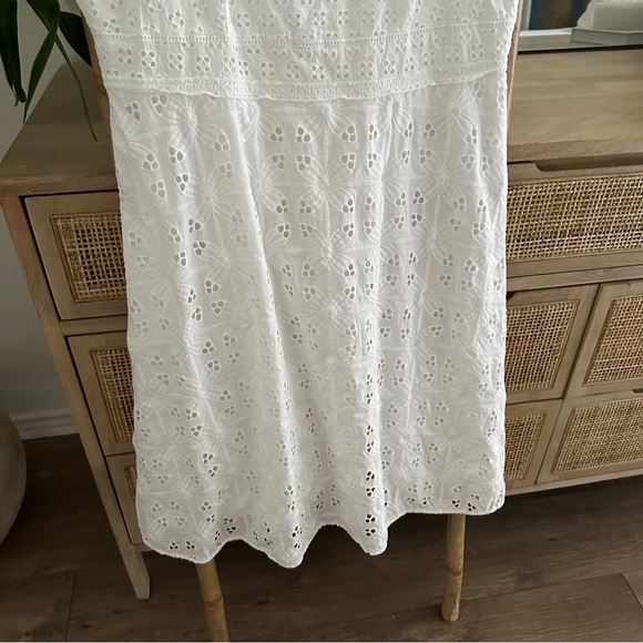 Ann Taylor White Lace Strap Eyelet Flare Dress Sz 12 - Picture 5 of 8